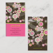 Abstracte Fun Retro Funky Pink Circles Profiel Visitekaartje (Voorkant / Achterkant)