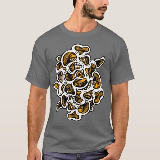 Abstracte Fungal Surrealist Eyes and Mouth Funny T-shirt (Voorkant)