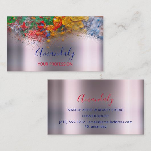 Abstracte Funky Artwork Makeup Artist Rainbow Visitekaartje (Voorkant / Achterkant)
