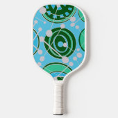 Abstracte, funky, blauwe, groene en witte geoshape pickleball paddle (Achterkant)