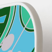 Abstracte, funky, blauwe, groene, & witte geoforms pickleball paddle (Links Detail)
