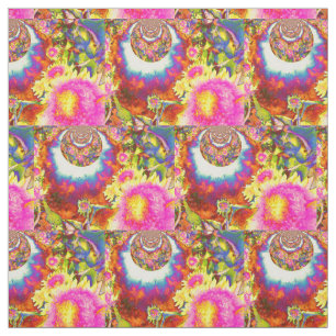 Abstracte funky bloemenzonnebloemenvelden stof