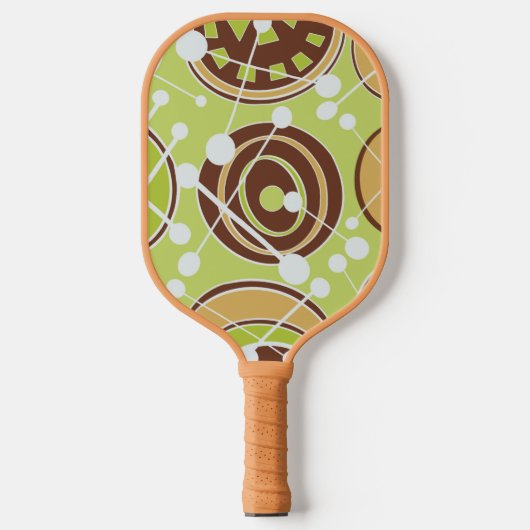 Abstracte, funky, groene, bruine, & witte geoforms pickleball paddle (Voorkant)