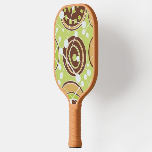 Abstracte, funky, groene, bruine, & witte geoforms pickleball paddle (Links)