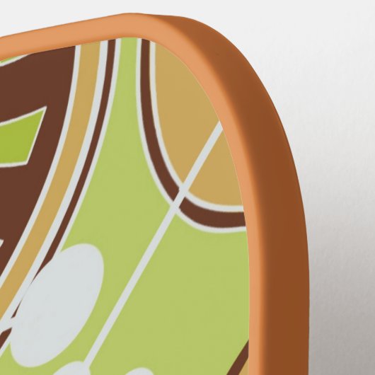 Abstracte, funky, groene, bruine, & witte geoforms pickleball paddle (Links Detail)