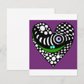 Abstracte, funky paarse hart liefde valentine kaar notitiekaartje (Voorkant / Achterkant)