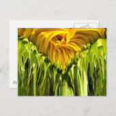 Abstracte funky retro Zonnebloem, bange geometrie Briefkaart (Voorkant / Achterkant)