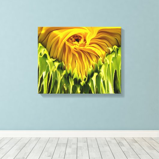 Abstracte funky retro Zonnebloem, bange geometrie Canvas Afdruk (Insitu (Houten vloer))