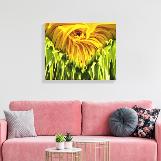 Abstracte funky retro Zonnebloem, bange geometrie Canvas Afdruk (Insitu (Woonkamer))