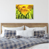 Abstracte funky retro Zonnebloem, bange geometrie Canvas Afdruk (Insitu (Slaapkamer))