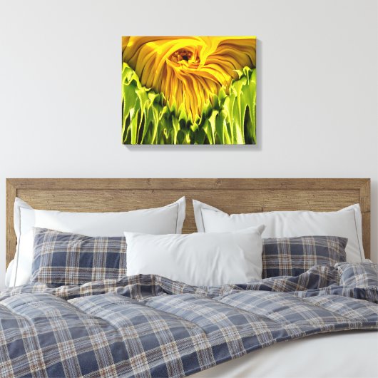 Abstracte funky retro Zonnebloem, bange geometrie Canvas Afdruk (Insitu (Slaapkamer))