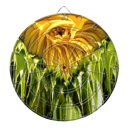 Abstracte funky retro Zonnebloem, bange geometrie Dartbord (Voorkant)