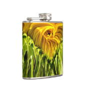 Abstracte funky retro Zonnebloem, bange geometrie Heupfles (Rechts)