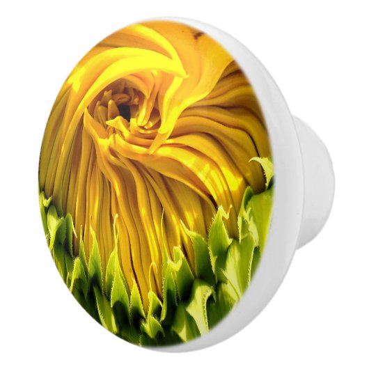 Abstracte funky retro Zonnebloem, bange geometrie Keramische Knop (Rechts)