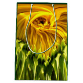 Abstracte funky retro Zonnebloem, bange geometrie Medium Cadeauzakje (Achterkant)