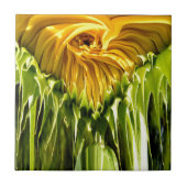 Abstracte funky retro Zonnebloem, bange geometrie Tegeltje (Voorkant)