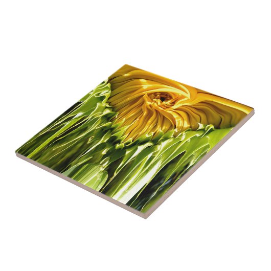 Abstracte funky retro Zonnebloem, bange geometrie Tegeltje (Zijkant)