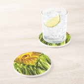 Abstracte funky retro Zonnebloem, bange geometrie Zandsteen Onderzetter (Zijkant)