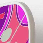 Abstracte, funky, roze, paarse, & witte geoforms. pickleball paddle (Links Detail)