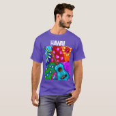 Abstracte Funky Ukulele Bloemen Tropisch Blauwgroe T-shirt (Voorkant volledig)