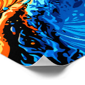 Abstracte fusie van vuur en water poster (Hoek)