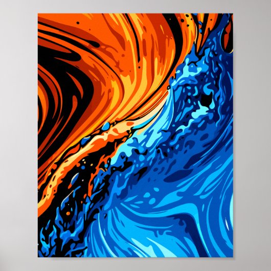 Abstracte fusie van vuur en water poster (Voorkant)