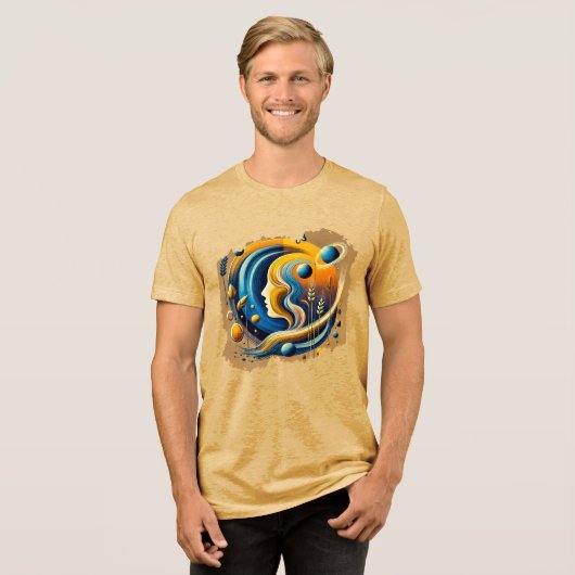 Abstracte Fusion – Mixed Media Digital Art T-shirt (Voorkant volledig)