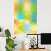 Abstracte Futuristische Neon Groene Blauwgroen Gel Poster (Thuiskantoor)