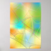 Abstracte Futuristische Neon Groene Blauwgroen Gel Poster (Voorkant)