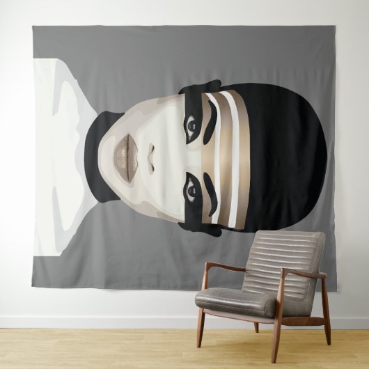 Abstracte futuristische tribale portretkunst wandkleed (In Situ (horizontaal))