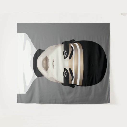 Abstracte futuristische tribale portretkunst wandkleed (Voorkant (horizontaal))