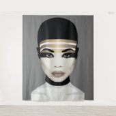 Abstracte futuristische tribale portretkunst wandkleed (Voorkant)