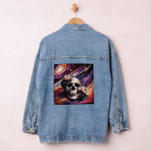 Abstracte Galactische Schedel Bloemen Denim Jacket (Hangar)