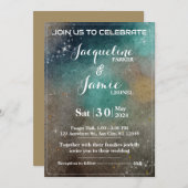 Abstracte Galaxy Waterverf bruiloft uitnodigingska Kaart (Voorkant / Achterkant)