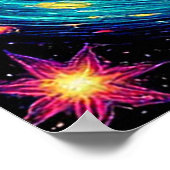 Abstracte galaxyscene met sterren, planeten poster (Hoek)