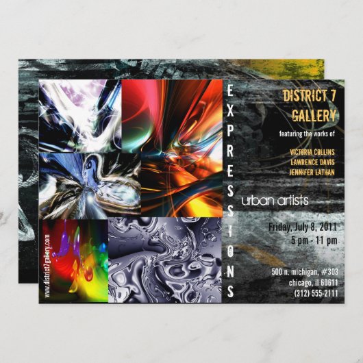 abstracte galerie-uitnodiging kaart (Voorkant / Achterkant)