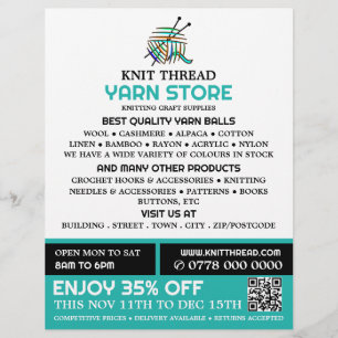 Abstracte garens, winkeltje met tinten, winkel met flyer