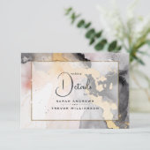 Abstracte Gast Details Zwart Goud Roos Roze Informatiekaartje (Staand voorkant)