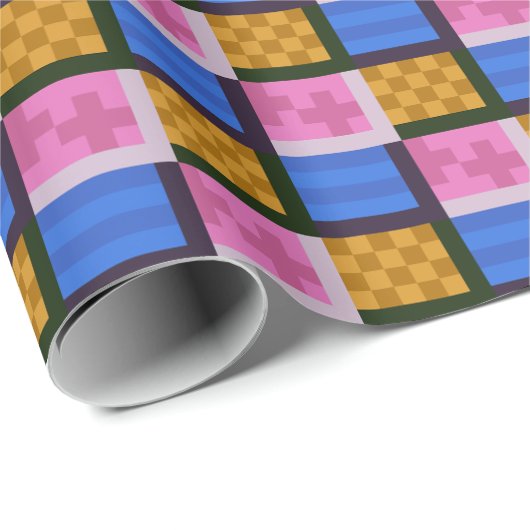 Abstracte geblokte patronen cadeaupapier (Rol Hoek)