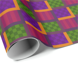 Abstracte geblokte patronen cadeaupapier