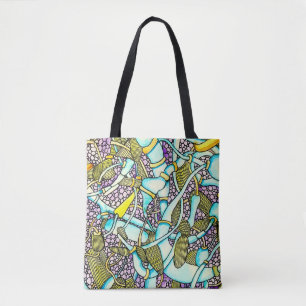 Abstracte gebogen buizen buizen draden tekening tote bag