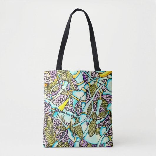 Abstracte gebogen buizen buizen draden tekening tote bag (Voorkant)