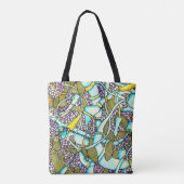 Abstracte gebogen buizen buizen draden tekening tote bag (Achterkant)
