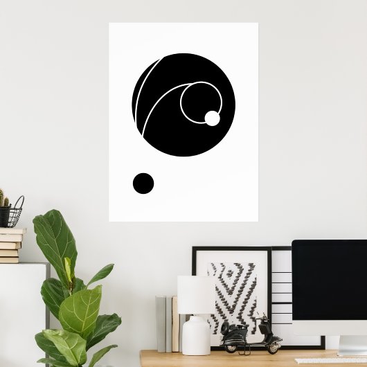 Abstracte gebogen lijnen en cirkels kunst | Modern Poster (Thuiskantoor)