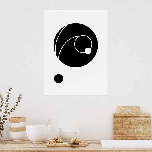 Abstracte gebogen lijnen en cirkels kunst | Modern Poster (Keuken)