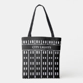 Abstracte gebouwen voor zwart-wit tote bag (Achterkant)