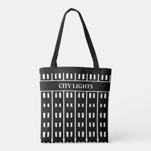 Abstracte gebouwen voor zwart-wit tote bag (Achterkant)