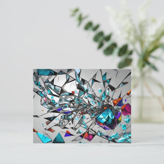 Abstracte gebroken glaskunst briefkaart (Staand voorkant)