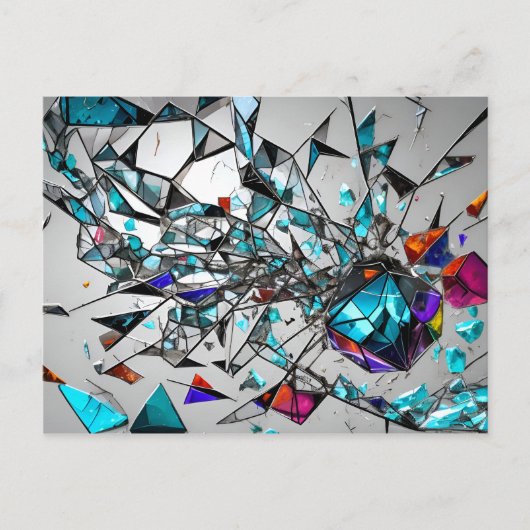 Abstracte gebroken glaskunst briefkaart (Voorkant)
