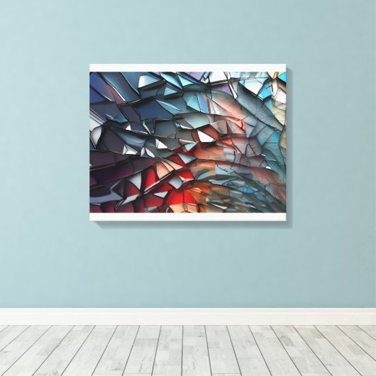 Abstracte gebroken glaskunst canvas afdruk (Insitu (Houten vloer))